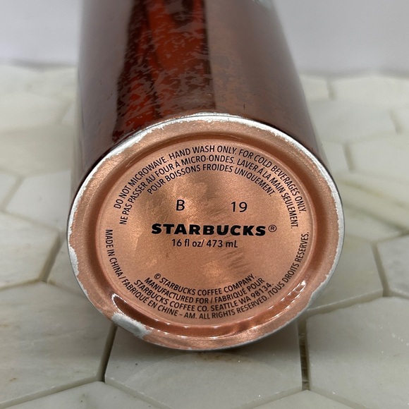 Starbucks Rose Gold 2019 Speckled Marble Cup 16 Fluid Ounce Tumbler - Picture 3 of 10
